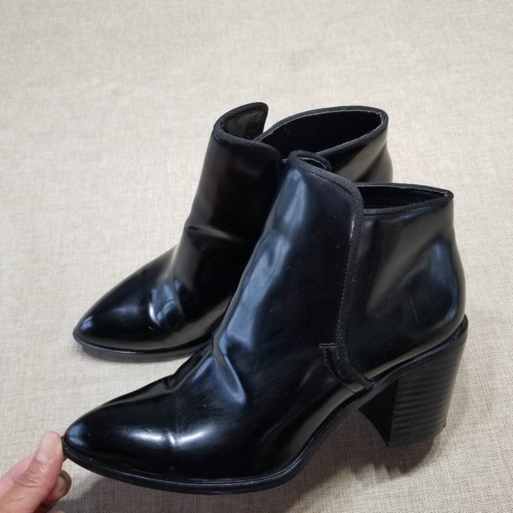 Zara Basic Collection Black Ankle Block Heel Boot… - image 1